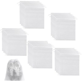 Shoe Bags, Pack of 25 Fleece Shoe Bags, Travel Fabric, Shoe Bag Fabric, Dustproof Shoe Bag, Shoe Bag with Drawstring, Portable, Travel Accessories for Shoes, Boots, High Heels, White, No