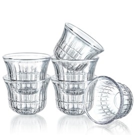 kanpura 2.3 Oz / 70 ml Clear Small Glass Teacups Japanese Tea Cup no Handles Chinese kung Fu Tea Cups for Drinking Tea, Wine whisky Liquor and Spirits Water,Set of 6