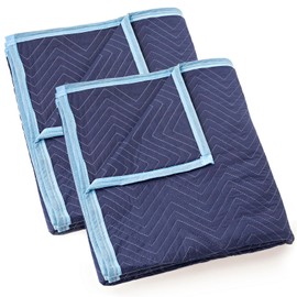 Sure-Max 2 Moving & Packing Blankets - Deluxe Pro - 80" x 72" (40 lb/dz weight) - Professional Quilted Shipping Furniture Pads Royal Blue