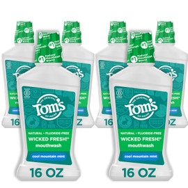 Tom's of Maine Natural Wicked Fresh Alcohol-Free Mouthwash, Cool Mountain Mint, 16 oz. 6-Pack (Packaging May Vary)