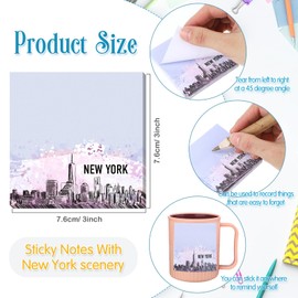 Thenshop 24 Pcs New York Sticky Notes Souvenirs NYC Watercolor Self-Adhesive Notes Gifts New York Souvenirs Notepads Bulk Office Supplies for Traveler Birthday Gift Teacher, 12 Styles