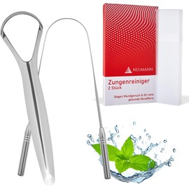 NEUMANN® Tongue Cleaner Stainless Steel – Pack of 2 for Adults and Children – Tongue Scraper Against Bad Breath