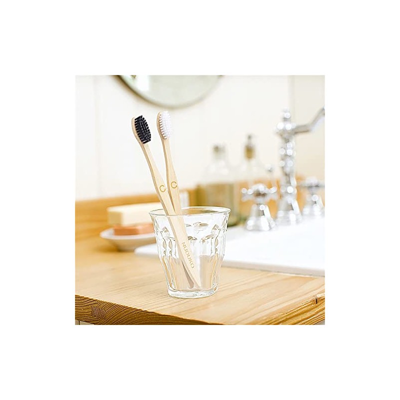 NUDUKO - Cepillos de dientes de bambú biodegradables, 10 piezas,