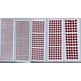 ATCUSA Premium Bindi 5 Pack MultiColor & MultiSize Indian Daily Use Forehead Bindi Round Dot Tattoo Body Art Sticker craft decor belly decor forehead decor velvet body jewelry (Dark Red (Maroon))