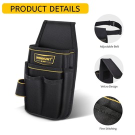 WINHUNT Tool Pouches, Electrician Pouch 15 Pocket Organizer with Adjustable Nylon Belt, 23.5 x 12.5 x 6 cm Black