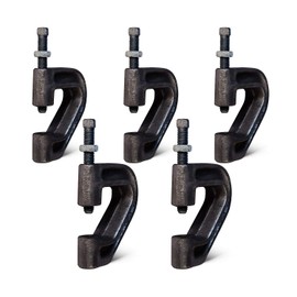 Highcraft PCLMPPL38-5 Heavy Duty Industrial Purlin Beam Clamp for 3/8'' Rod Max Load 400 lbs Uncoated Iron (5PK), Black, 5 Count