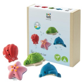 PlanToys® Sea Life Bath Set Wooden Montessori Tactile and Imaginative Water Play Toy | Fine Motor, Sensory Exploration and Cause and Effect Learning | Eco Friendly Ocean Bath Activity