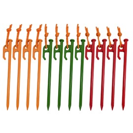 Sutekus Metal Tent Stakes Heavy-Duty Forged Steel Tarp Pegs Vibrant Camping Spikes with Reflective Pull Cord for Camping Hiking Outdoors, 12PCS (8")