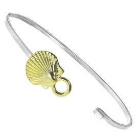 Cape Cod Jewelry-CCJ Scallop Clam Sea Shell Bracelet | Latch Cuff TwoTone 7.5
