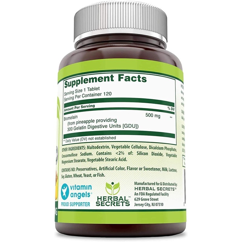 Herbal Secrets Bromelain Supplement 500 Mg Tablets Supplement | Non-GMO