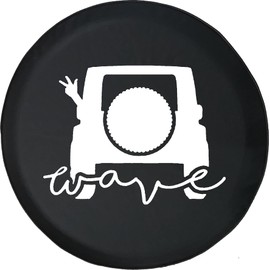 Funny Spare Tire Wheel Cover for Camper SUV Trailer Truck RV JP Thick PVC Leather | Cartoon Wave Black 31 Inch