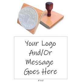 Infusion Extra Large Custom Rocker Mount Wood Hand Rubber Stamp (4" x 3" - Wooden Handle)