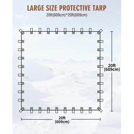 HIRALIY 20 Mil Heavy Duty Waterproof Tarp, 20x20ft Black Tarpaulin with Reinforced Webbing Loops, Multipurpose Oxford Fabric Tarp for Firewood, Roof, Camping, Pool