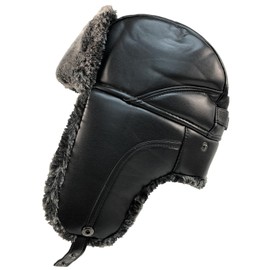 Men’s Winter Trapper Hat Bomber Hat Trooper Aviator Hat Hunting Hat Soft Breathable Fur Ear Flap Hat (MHT203) Black