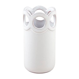 Mud Pie White Scalloped Bud Vase, Medium, 5.5" x 2.75"