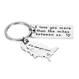 Long Distance Relationship Gifts for Couples Girlfriend Boyfriend Anniversary Birthday Gifts for Husband Wife I Love You More Than The Miles Between Us Keychain
