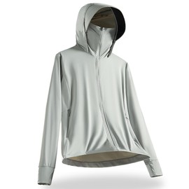 HOTIAN 2024 Summer Rash Guard, Men's, Women's, UV Protected Hoodie, Cool to Touch, Long Sleeve, Hooded, UPF 50+, Sun Protection Wear, Outerwear, Lightweight, Breathable, Body Cover, womens grey