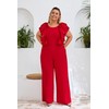 VERWIN Plus Size Ruffle Women's Jumpsuit Plain Full Length Romper