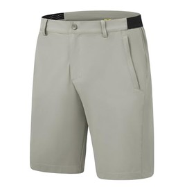 YSENTO Men's Hiking Shorts 9 Inch Dry Fit Stretch Work Flat Front Golf Shorts 3 Zipper Pockets Light Greye 36