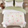 Yiran 7 Piece Pink Green Floral Comforter Set King Size,