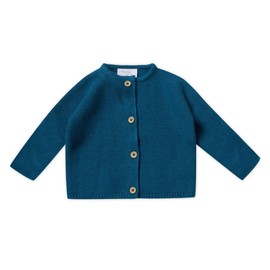 Stellou & friends Cardigan for Baby and Toddler with Buttons in Wood Look, Girls and Boys, High-Quality Clothing Made of 100% Cotton, Perfect for Autumn and Winter, Oeko-Tex Certified, Ocean Blue