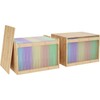 LONTAI Bamboo Hanging File Boxes with Lids 2 Pack, File