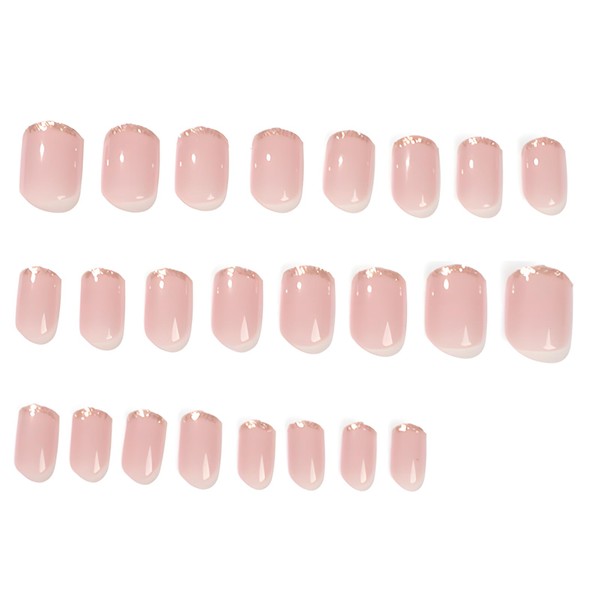 GlimmerStyle 24 Pieces Foundation with Gold-edged French Nails, Press On