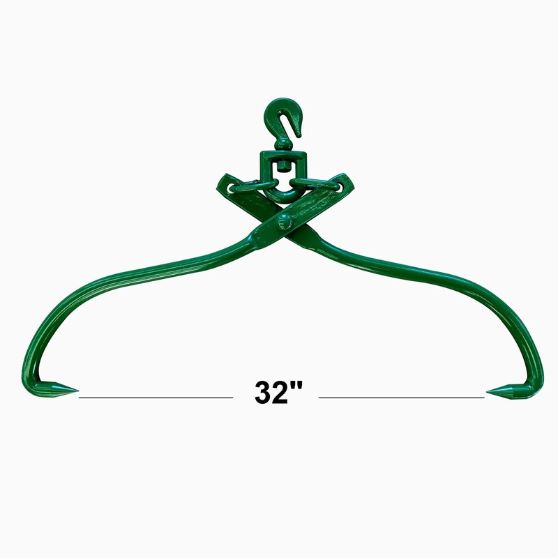 Timber Claw Hook, 32 in - Swivel Log Lifting Tongs