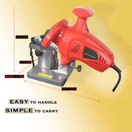 Konkell Electric Chainsaw Sharpener, 250W High-Speed Chain Grinder with Adjustable Angle, Heavy-Duty, Mountable, Red Sharpener for Chains from 1/4'' to 3/8'' Pitch