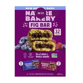 Natures Bakary Whole Wheat Fig Bars - 32 Twin Packs (16 Blueberry, 16 Raspberry Each)