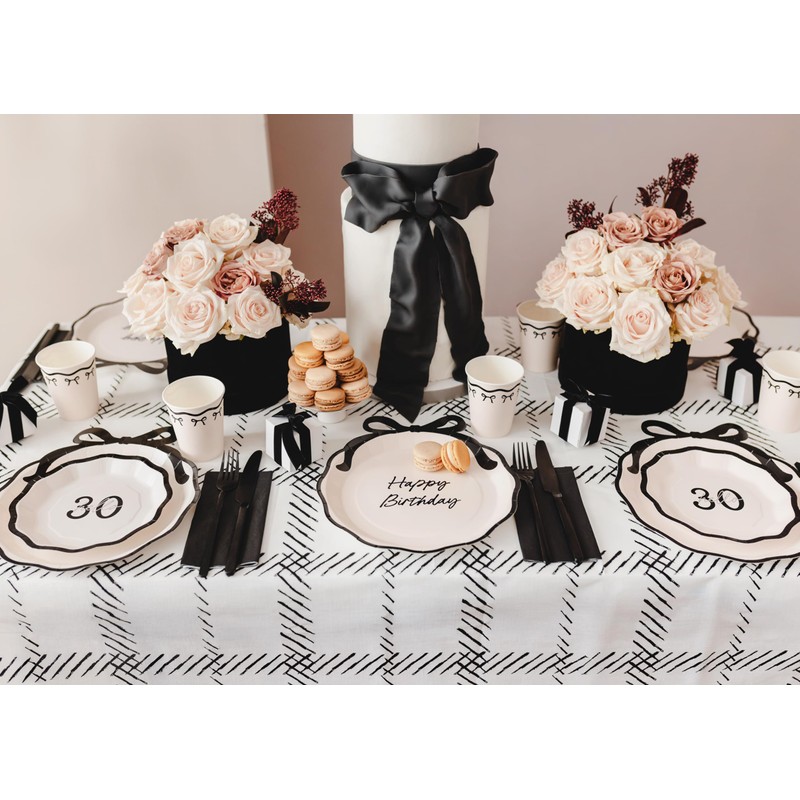 Hello 30 Small Paper Party Plates with Bow Design –