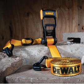 DEWALT DXBC18002 Black/Yellow 1.25" x 12' Ratchet Tie Down Straps - Light-Weight Cargo Hauling (1800 lb Break Strength), 2 Pack