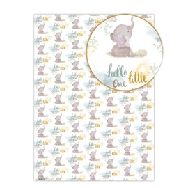 Brainbox Candy - 2 Sheets of Cute Newborn Baby Wrapping Paper - 'Hello Little One' - Pretty Baby Boy/Girl - Sweet Neutral Gift Wrap - Folded Quality Wrap