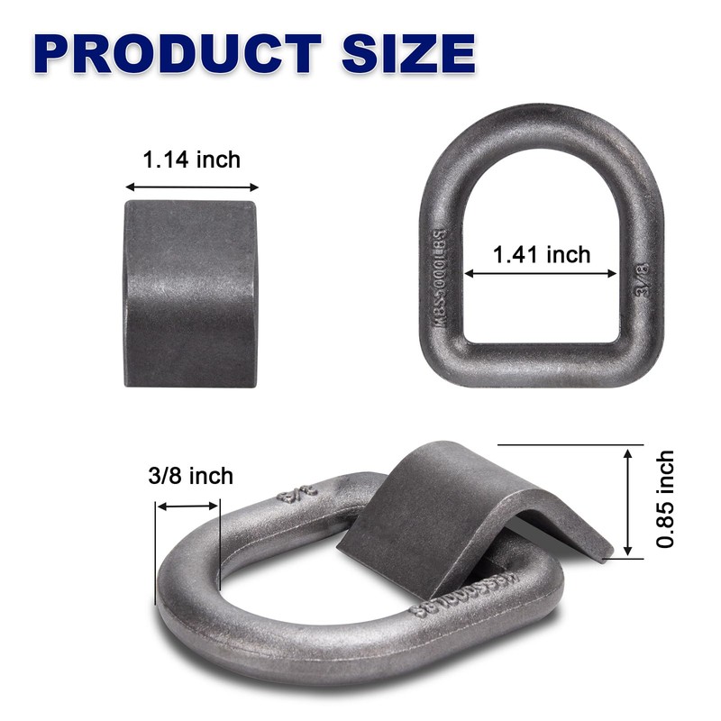AYMMIC 3/8" Heavy Duty Weld-On Forged D Ring with MBS: