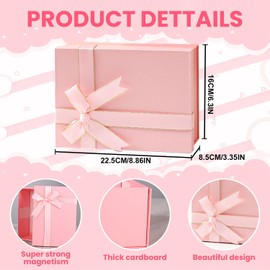 Joalpysm Gift Box with Lid 22.5 x 16 x 8.5cm, Luxury Magnetic Box for Gifts with Bow Ribbon Design, Gift Boxes for Presents for Birthday Chriatmas Wedding Valentine's Day Anniversary (pink 3)