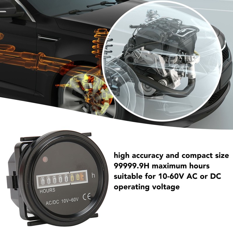 Boat Hour Meter 2.4in Diameter Maximum 99999.99H High Accuracy Mechanical