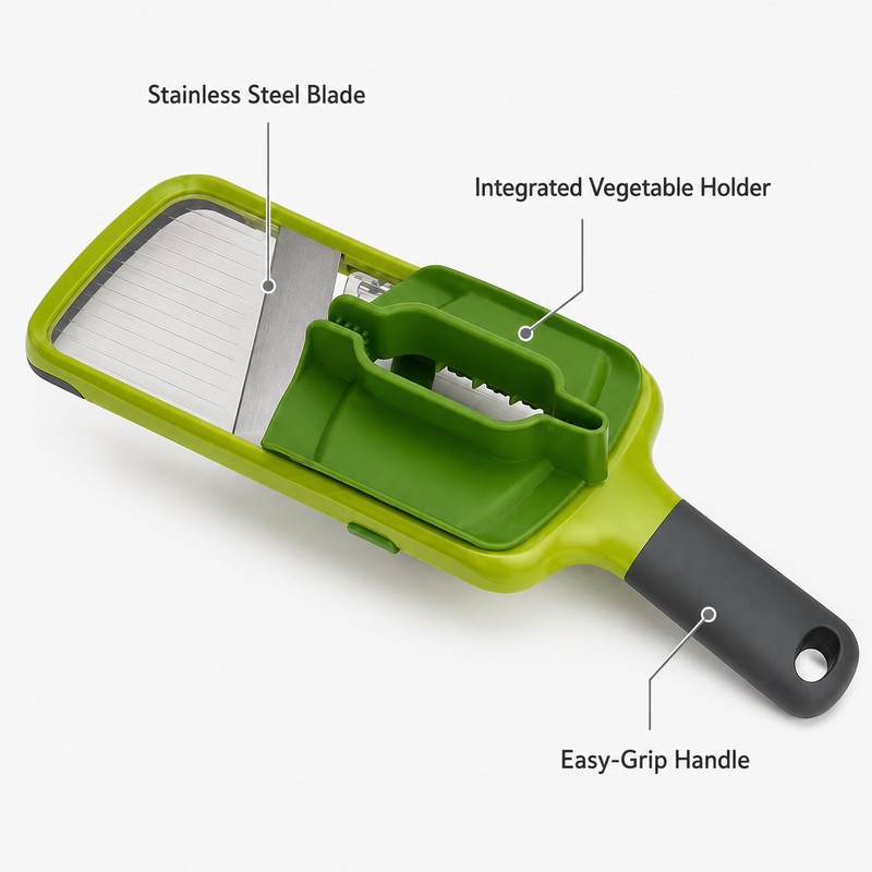 Multifunctional Vegetable Cutter Slicer with Stainless Steel Blades – Compact