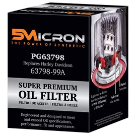 5Micron PG63798 Full Synthetic Oil Filter | Fits 99'-Newer Harley Davidson Twin Cam and Evolution. models (except '08-later XR models) (Pack of 6)