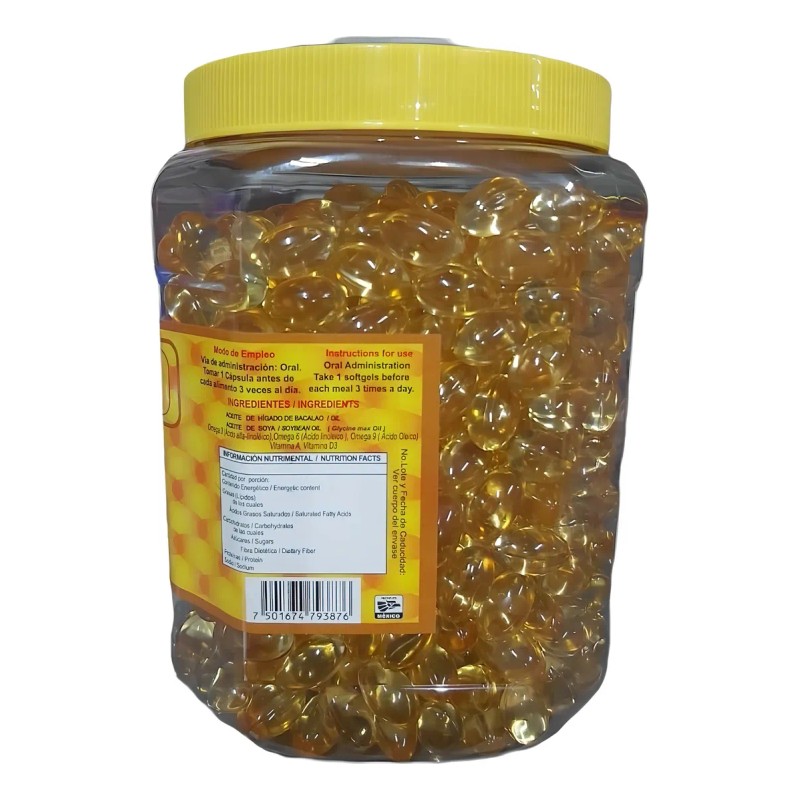 Capsulas Aceite Higado De Bacalao Frasco 1 Kilo Vitaminas Sabor