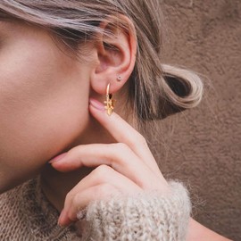 LOYATA Tassel Cross Earrings Gold Dangle Drop Huggie Hoop 14K Gold Plated Dainty Religious Hypoallergenic Jewelry Gift for Women Men