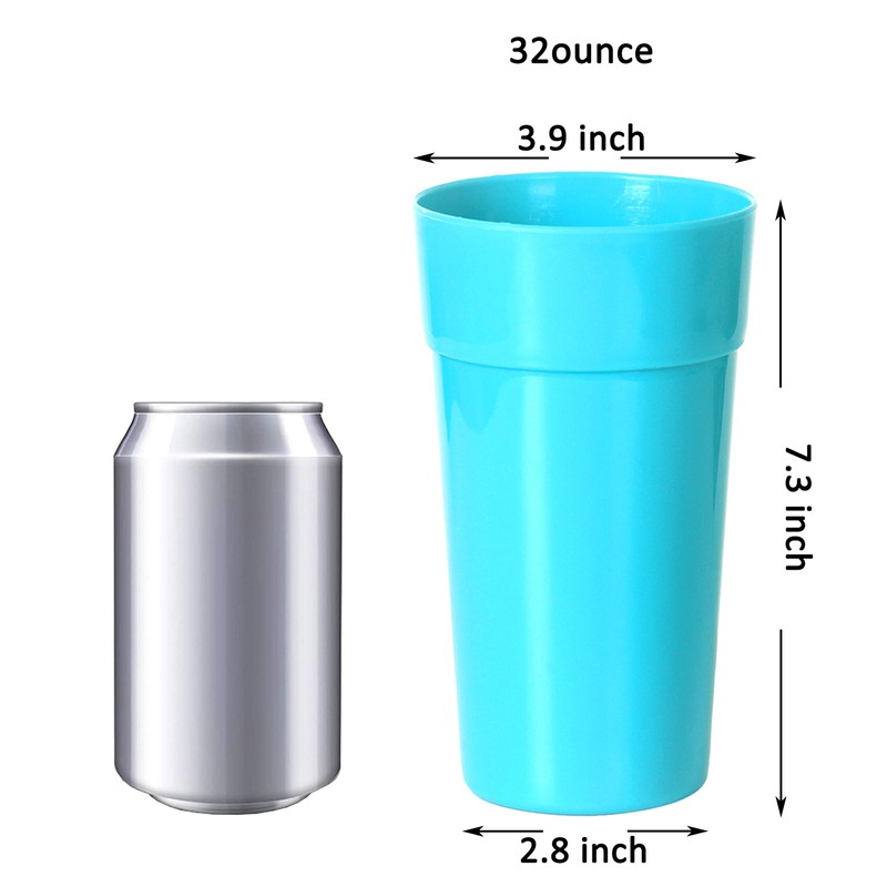 Youngever 9 Pack Plastic Tumblers, Unbreakable Drinking Glasses, Plastic Cups