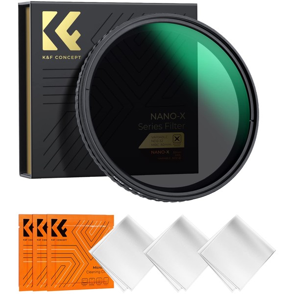 K&F Concept 67mm Variable ND Filter ND2-ND32 Camera Lens Filter (1-5 Stops) No X Cross HD Neutral Density Filter with 28 Multi-Layer Coatings Waterproof (Nano-X Series)