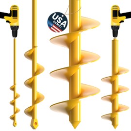 Nafogar Garden Auger Drill Bit for Planting - Pack of (2) - 2”x14.5” & 3.5”x16” – Garden Spiral Hole Digging for Planting, Bulbs, Bedding Plants & More - Compatible with 3/8 Inch Hex Drive