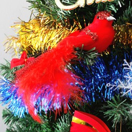 Ezebesta Red Cardinal Birds with Feather Artificial Birds with Clips Christmas Tree Decorations (6 PCS)