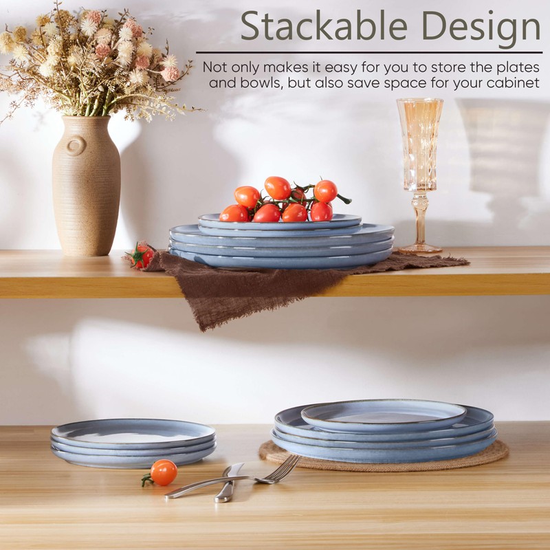 Herogo 6-Piece Stoneware Dinner Plates Set, 10.43" Ceramic Round Plate