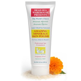 Dead Sea Warehouse - Skin Polish Salt Scrub for Face Rough Elbows and Knees Silk-Smooth Skin Fragrance-Free Vegan 8.8 Ounce / 사해 창고 - 스킨 폴리쉬 소금 스크럽 얼굴 거친 팔꿈치 및 무릎용 실크처럼 매끄러운 피부 무향 비건 8.8온스 8.8 Ounce