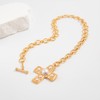 Chunky Pearl Cross Pendant Necklace,Aesthetic Plated Gold Crucifix Pearl Statement