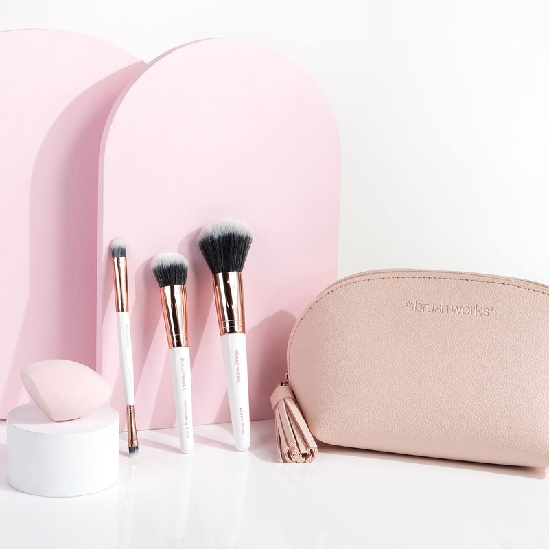 Brushworks Travel Makeup Brush & Sponge Set