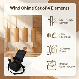 Wind Chime Set of 4 Elements, Included Portable Storage Box