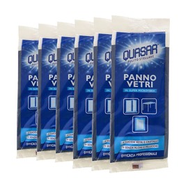 Quasar Super Microfibre Window Cloth, 1 Pack of 6 Wipes (Total 6 Wipes)